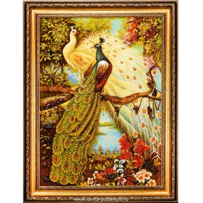 Картина янтарная "Райские птицы" объемная, фотография 0. Интернет-магазин ЛАВКА ПОДАРКОВ