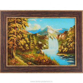 Янтарная картина пейзаж "Водопад в горах", фотография 0. Интернет-магазин ЛАВКА ПОДАРКОВ