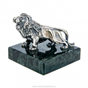 Статуэтка "Лев" на каменной подставке. Серебро 925*, фотография 0. Интернет-магазин ЛАВКА ПОДАРКОВ