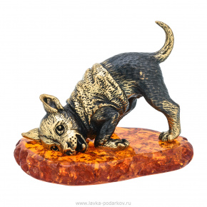 Статуэтка с янтарем "Собака Игруля", фотография 0. Интернет-магазин ЛАВКА ПОДАРКОВ