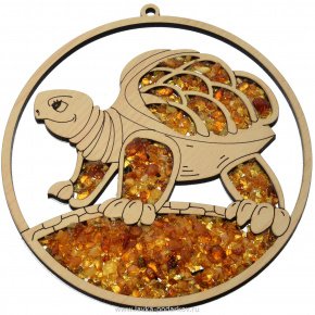 Магнит сувенирный с янтарем "Мудрая черепаха", фотография 0. Интернет-магазин ЛАВКА ПОДАРКОВ