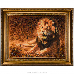 Картина янтарная "Лев" 84х104 см, фотография 0. Интернет-магазин ЛАВКА ПОДАРКОВ