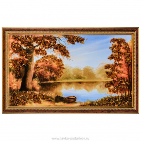 Картина янтарная "Озеро" 28х48 см, фотография 0. Интернет-магазин ЛАВКА ПОДАРКОВ