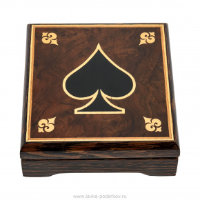 Шкатулка деревянная для игральных карт, фотография 0. Интернет-магазин ЛАВКА ПОДАРКОВ