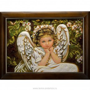 Янтарная картина "Задумчивый Ангел" 30х40 см, фотография 0. Интернет-магазин ЛАВКА ПОДАРКОВ