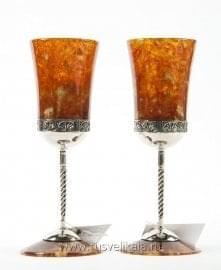8919-С-1перс Янтарь Бокалы для вина "Антик" 1 шт. в ПУ Серебро