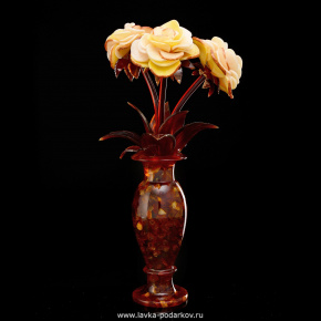 Цветы в вазе (янтарь), фотография 0. Интернет-магазин ЛАВКА ПОДАРКОВ