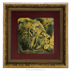 Картина на сусальном золоте "Лев" 32,5 х 32,5 см, фотография 0. Интернет-магазин ЛАВКА ПОДАРКОВ