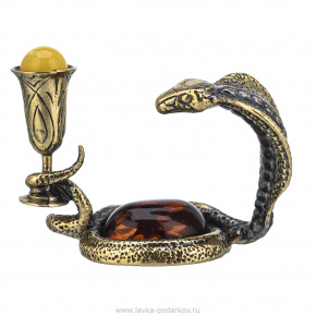 Статуэтка с янтарем "Змея с рюмкой", фотография 0. Интернет-магазин ЛАВКА ПОДАРКОВ