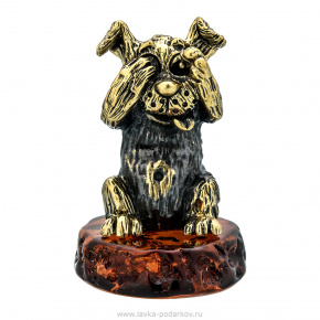 Статуэтка с янтарем "Собака - не вижу", фотография 0. Интернет-магазин ЛАВКА ПОДАРКОВ