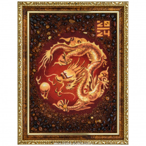 Картина янтарная "Китайский дракон" 47х37 см, фотография 0. Интернет-магазин ЛАВКА ПОДАРКОВ