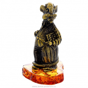 Статуэтка с янтарем "Мышь бухгалтер" (коньячный), фотография 0. Интернет-магазин ЛАВКА ПОДАРКОВ
