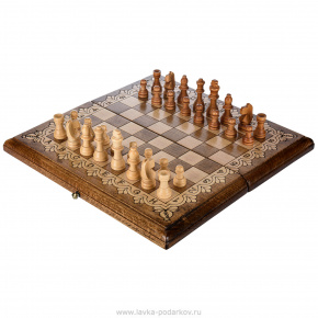 Шахматы деревянные резные "Дорожные", фотография 0. Интернет-магазин ЛАВКА ПОДАРКОВ