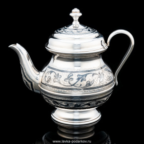 Чайник заварочный с гравировкой и чернением (серебро 875*), фотография 0. Интернет-магазин ЛАВКА ПОДАРКОВ