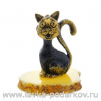 Статуэтка с янтарем "Мартовская кошка" (белый)