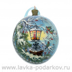 Новогодний елочный шар с росписью "Ночь, дерево, фонарь"