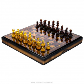 Шахматы янтарные "Камелот" 32х32 см, фотография 0. Интернет-магазин ЛАВКА ПОДАРКОВ
