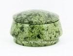 29079 Нат.камень Шкатулка  д/укр круглая  5,5*9см Змеевик 