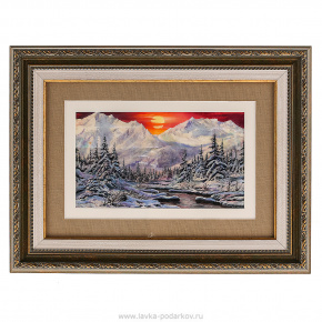 Картина на перламутре "Зима в горах" 42х32 см, фотография 0. Интернет-магазин ЛАВКА ПОДАРКОВ