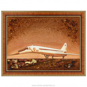 Картина янтарная "Самолет" 30х40 см, фотография 0. Интернет-магазин ЛАВКА ПОДАРКОВ