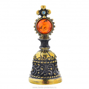 Сувенирный колокольчик с янтарем, фотография 0. Интернет-магазин ЛАВКА ПОДАРКОВ