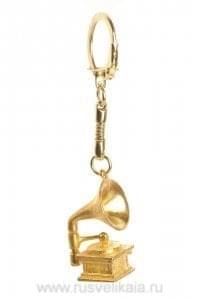 12884 Сувенир БРЕЛОК "Граммофон"  7,5 см Бронза