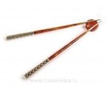 0011577-С Янтарь ПАЛОЧКИ ДЛЯ ЕДЫ Серебро