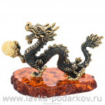 Статуэтка с янтарем "Китайский дракон с шаром"