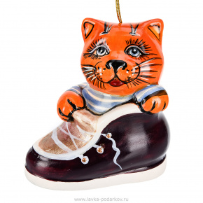 Статуэтка подвесная "Кот в ботинке", фотография 0. Интернет-магазин ЛАВКА ПОДАРКОВ
