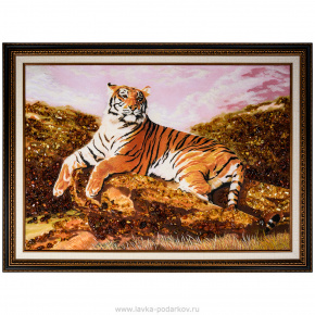 Картина янтарная "Тигр" 70х100 см, фотография 0. Интернет-магазин ЛАВКА ПОДАРКОВ