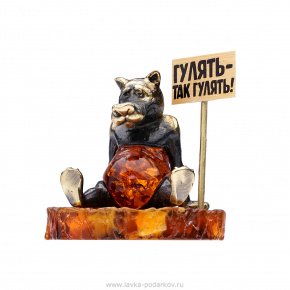 Статуэтка на янтаре "Волк. Гулять - так гулять!", фотография 0. Интернет-магазин ЛАВКА ПОДАРКОВ