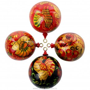 Елочная игрушка шар  "Петушок" (в ассортименте), фотография 0. Интернет-магазин ЛАВКА ПОДАРКОВ