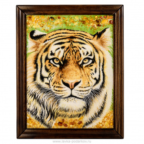 Картина янтарная "Тигр" 41 х 51см, фотография 0. Интернет-магазин ЛАВКА ПОДАРКОВ