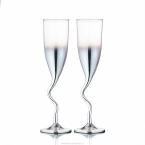 Набор 2 бокала для шампанского 180 мл "Омбре Дымка" изогнутая ножка, фотография 0. Интернет-магазин ЛАВКА ПОДАРКОВ