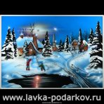 Картина "Зимний вечер" Swarovski 70х50 см