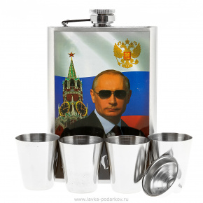 Питейный набор с флягой "В.В.Путин", фотография 0. Интернет-магазин ЛАВКА ПОДАРКОВ