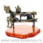 Статуэтка с янтарем "Коты студенты" (коньячный)