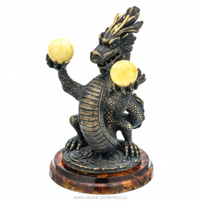 Скульптура из бронзы и янтаря "Императорский пятипалый дракон", фотография 0. Интернет-магазин ЛАВКА ПОДАРКОВ