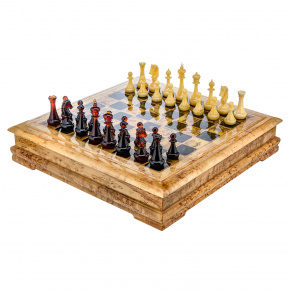 Шахматный ларец из карельской березы с янтарными фигурами, фотография 0. Интернет-магазин ЛАВКА ПОДАРКОВ