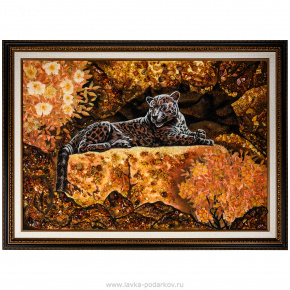 Картина янтарная "Пантера" 70х100 см, фотография 0. Интернет-магазин ЛАВКА ПОДАРКОВ