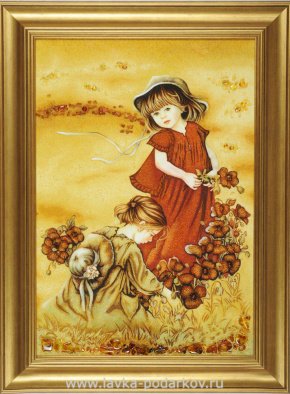 Янтарная картина «Девочка с цветами», фотография 0. Интернет-магазин ЛАВКА ПОДАРКОВ
