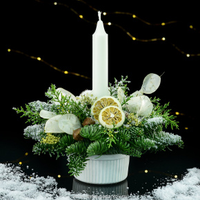 Новогодняя композиция со свечой в кружке, фотография 0. Интернет-магазин ЛАВКА ПОДАРКОВ