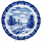 Декоративная тарелка "Зимний пейзаж". Гжель