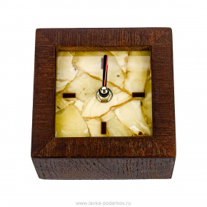 Настольные часы из дерева с вставкой из янтаря, фотография 0. Интернет-магазин ЛАВКА ПОДАРКОВ