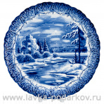 Тарелка декоративная настенная "Зимний пейзаж". Гжель