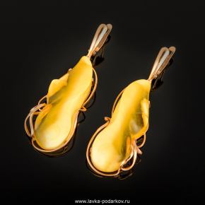 Серьги с янтарем (золото 585*) 9,39 гр., фотография 0. Интернет-магазин ЛАВКА ПОДАРКОВ