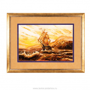 Картина янтарная "Шторм" (95х75 см), фотография 0. Интернет-магазин ЛАВКА ПОДАРКОВ