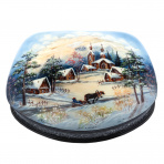 Шкатулка-раковина с художественной росписью "Зима в деревне"
