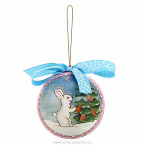 Новогодний елочный шар с росписью "Кролик", фотография 0. Интернет-магазин ЛАВКА ПОДАРКОВ