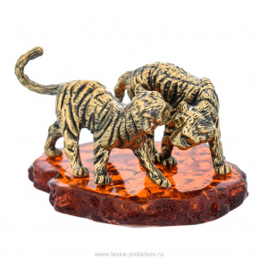 Статуэтка с янтарем "Тигры Саванна", фотография 0. Интернет-магазин ЛАВКА ПОДАРКОВ
